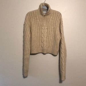 NANUSHKA Eria 1/2 Zip Cable Knit Cropped Sweater XS